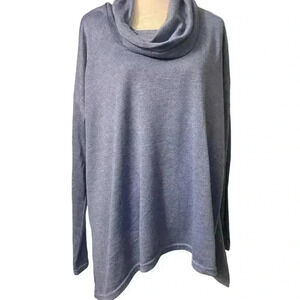 Jones New York cowl neck in slate blue long sleeve top women’s size large